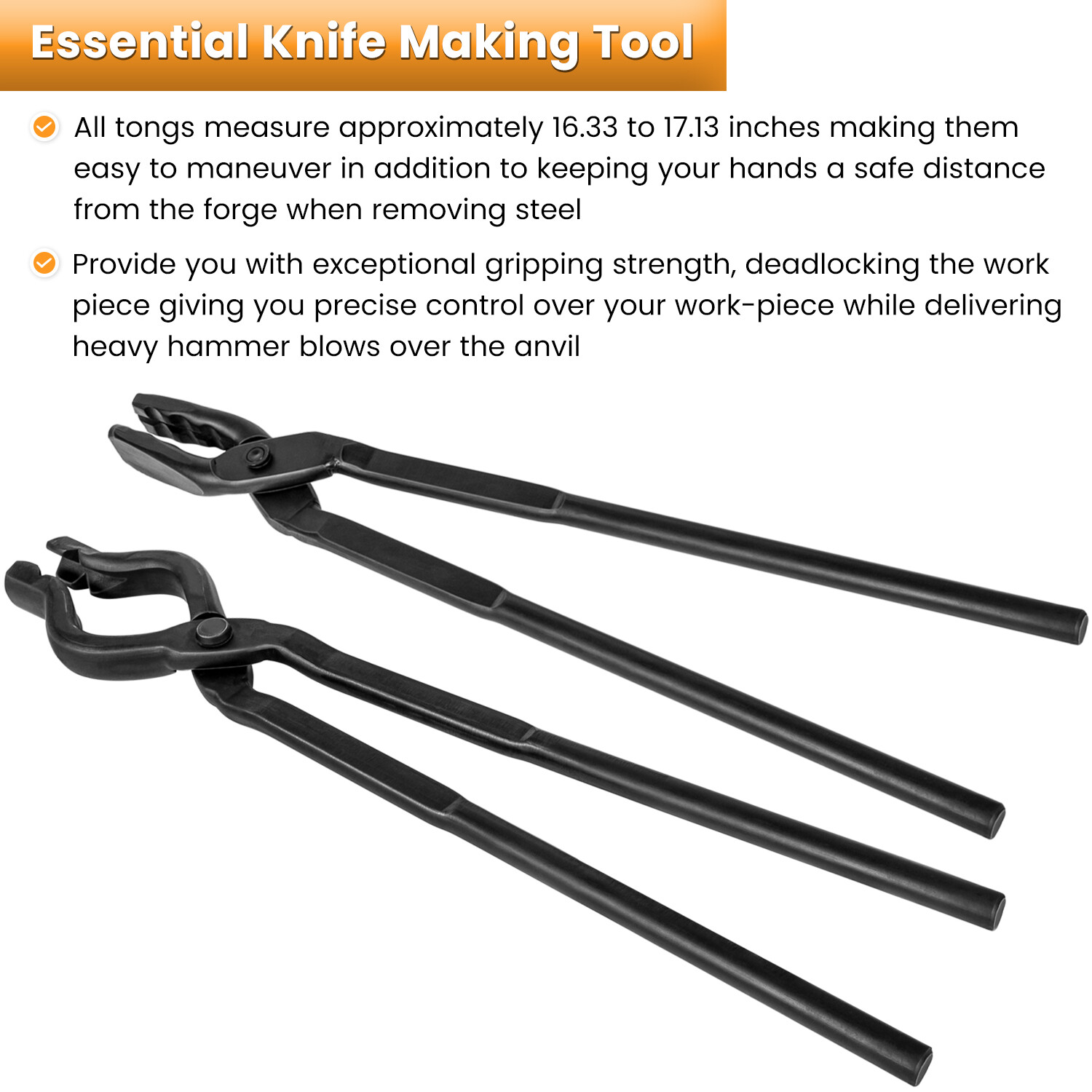 Knife Making Tongs Set Blacksmith Bladesmith Wolf Jaw V-Bit Tongs Kit Forge 2pcs