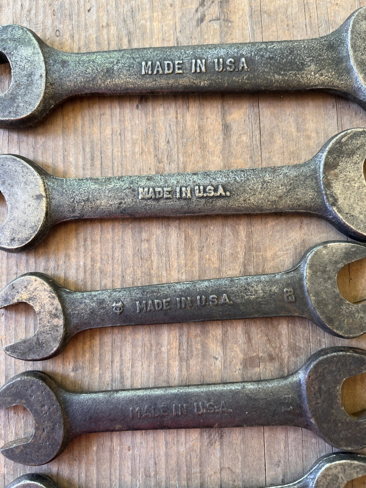 Vintage Patina Wrench Set Drop Forged Made in USA Car Auto Mechanic Hand Tools