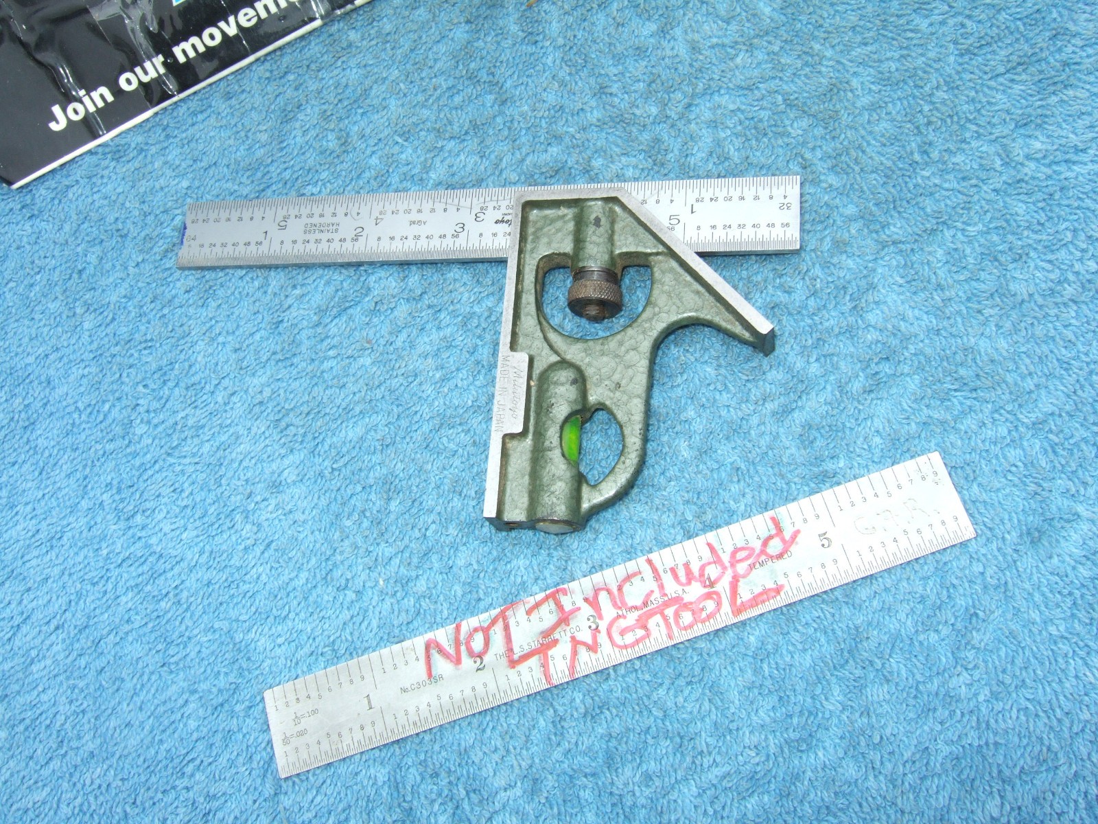 MITUTOYO HARDENED Combination Square w/6″ Hardened SS RULE TOOLMAKER VINTAGE