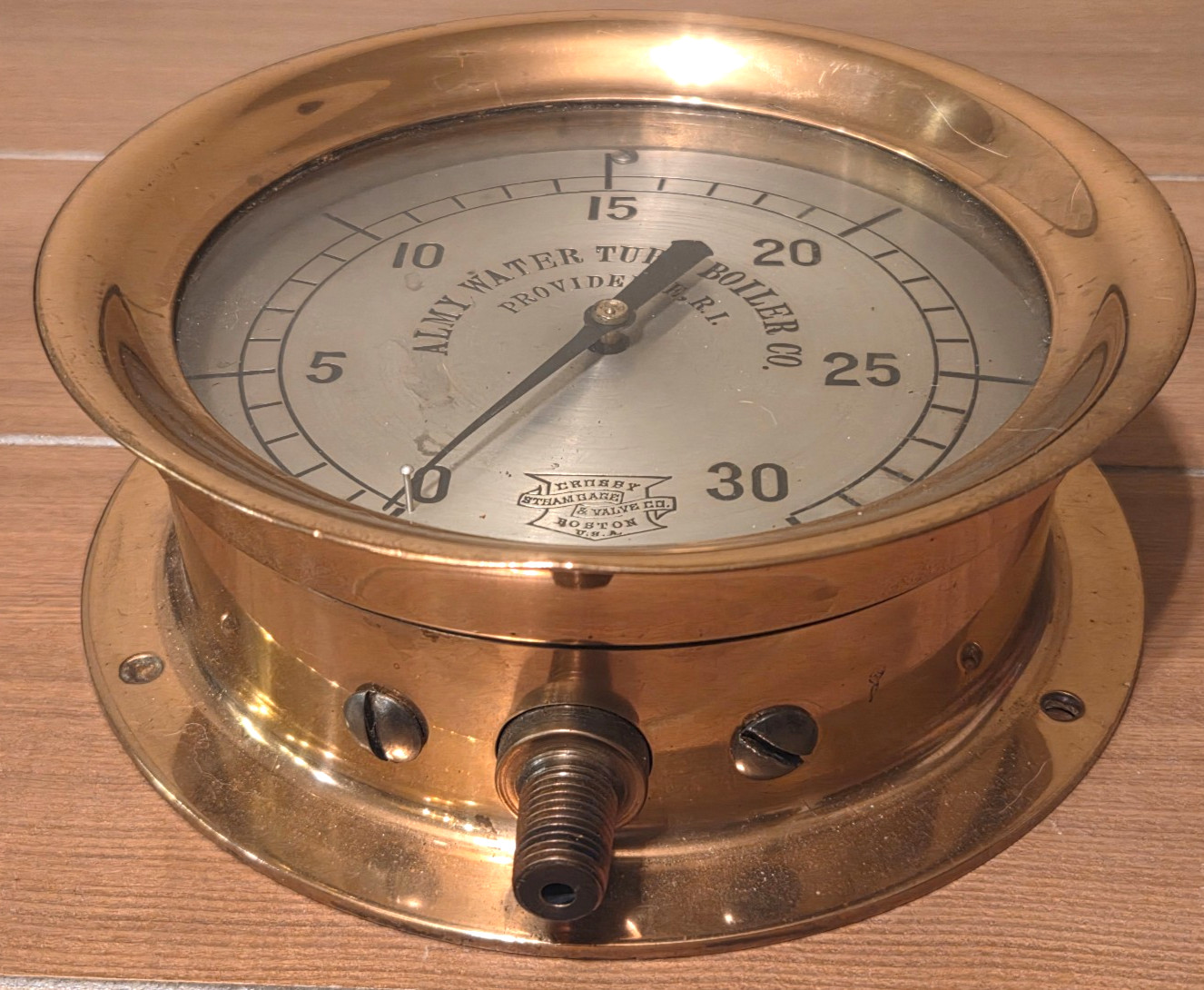 Antique Vintage Gauge Crosby Steam Gage & Valve Co. Boston USA Polished BRASS