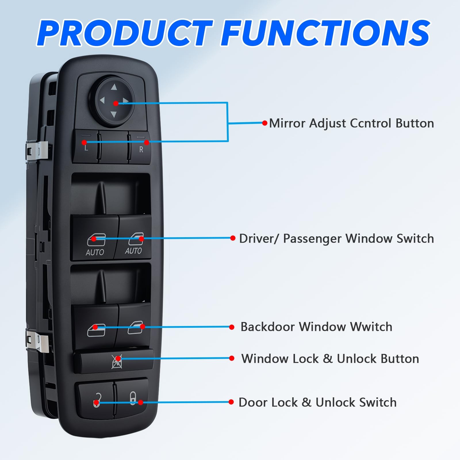 Driver Side Power Window Switch 1 Pack 2011-2019 Dodge Charger