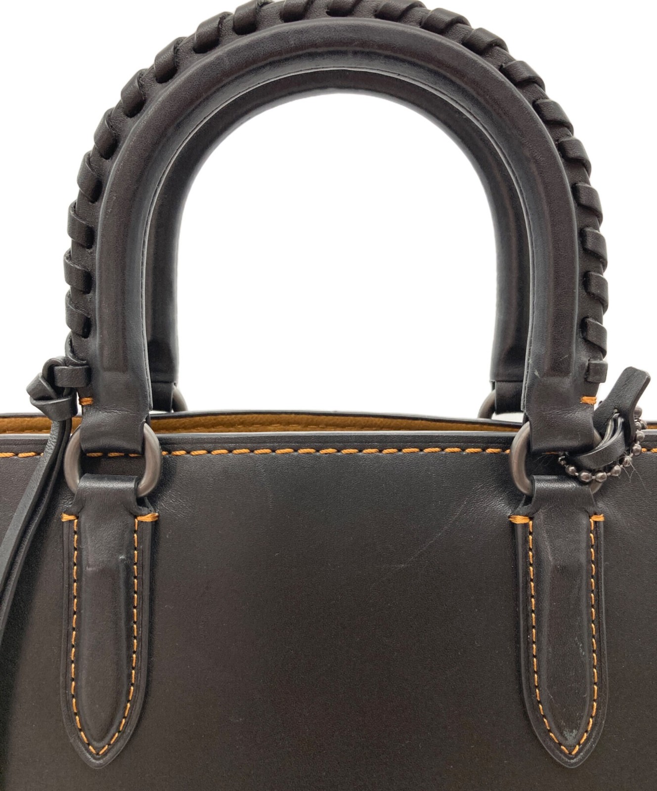 COACH Dakotah Satchel 59983 Whipstitch Handle 25×28 Black Used Women’s Bag