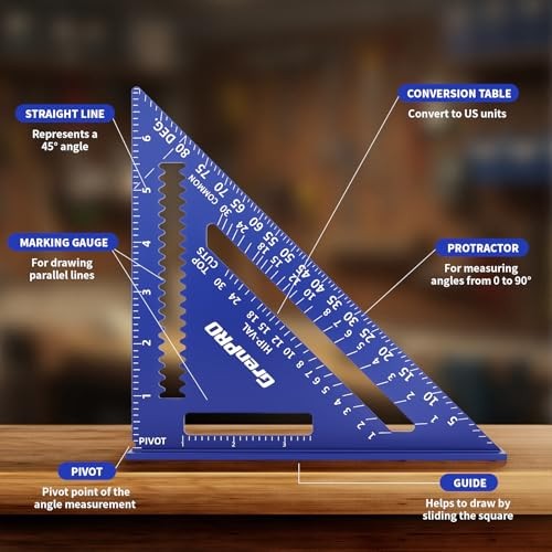 Combination Square Woodworking Ruler Tools, 7inch Carpenter With Bubble Level