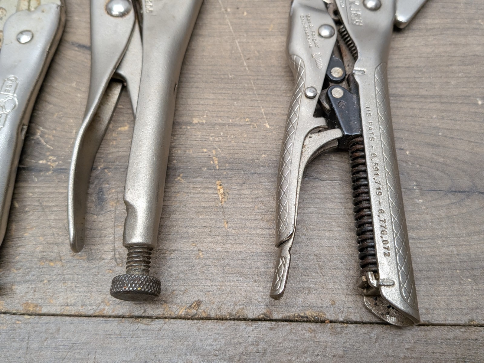 VINTAGE PETERSEN VISE GRIPS 4LN, 6LN, LOCKING PLIERS, WIZARD HR1206 USA, 5PC