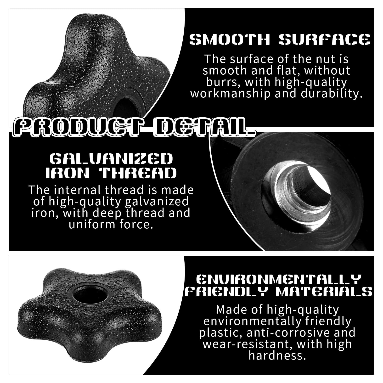 JIEYAO 10 Pcs 5/16″ 18 Female Thread T Track Bolts Jig Knobs, Plastic Black