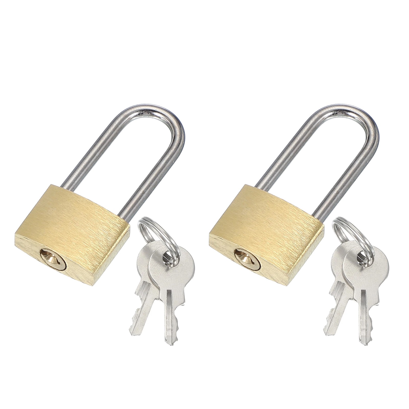 2 Pcs Solid Brass Padlocks 2.05″ Long Shackle Lock with 2 Keys USA