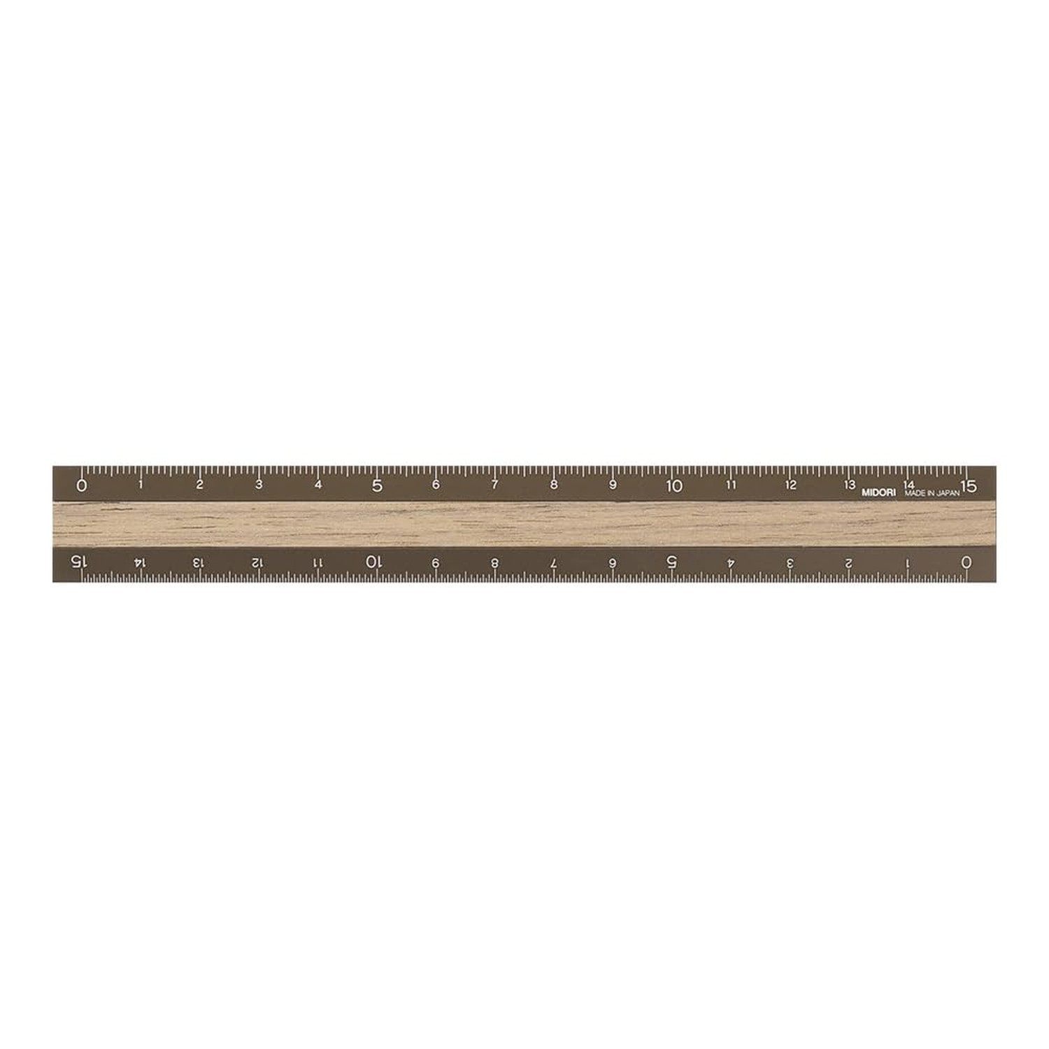 DESIGNPHIL 42280006 Midori Ruler, Aluminum, Wood, 5.9 inches (15 cm), Brown x…