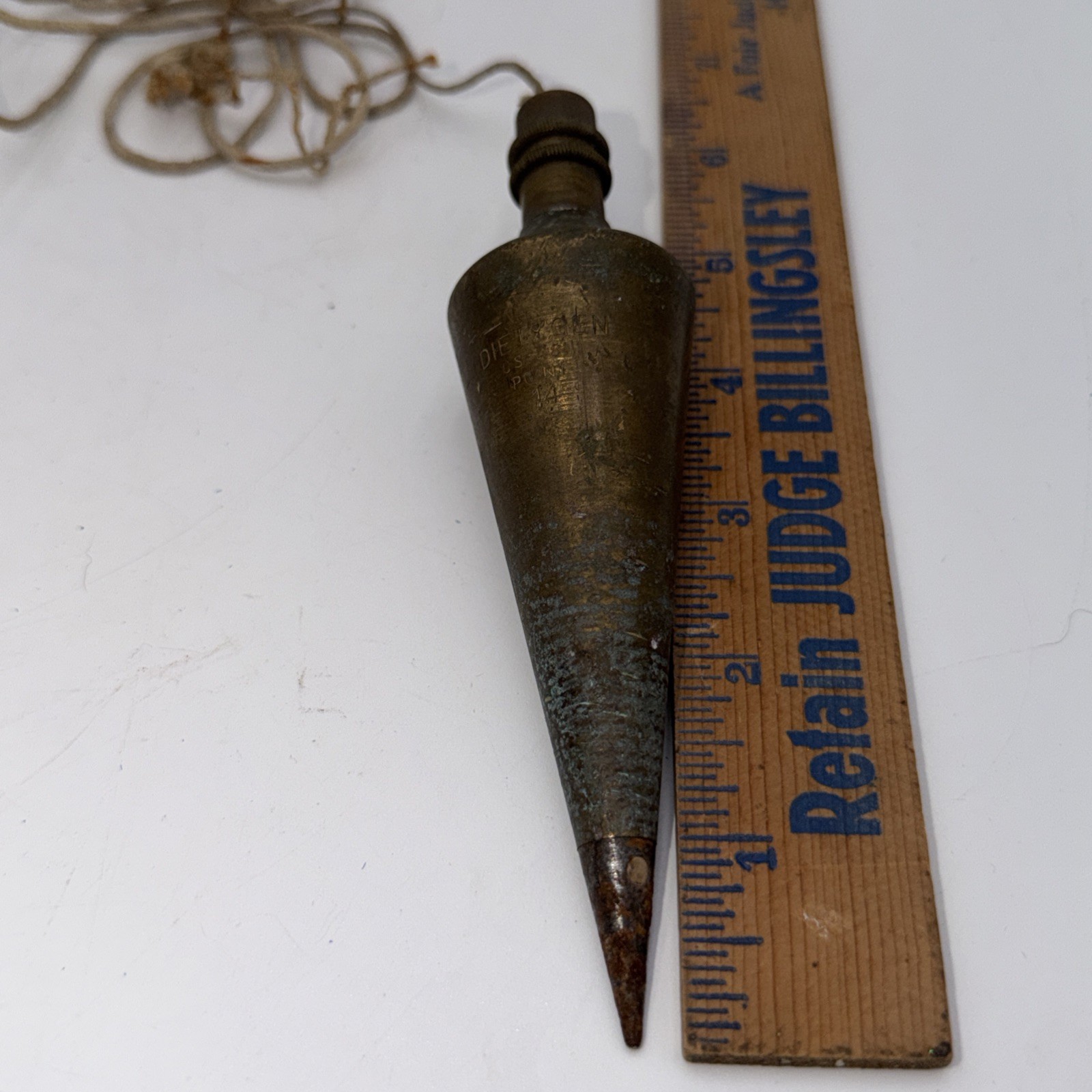 Vintage Brass Dietzgen Plumb Bob CS 4811 w Box 5 1/4 in Long 8 ozs Steel Point