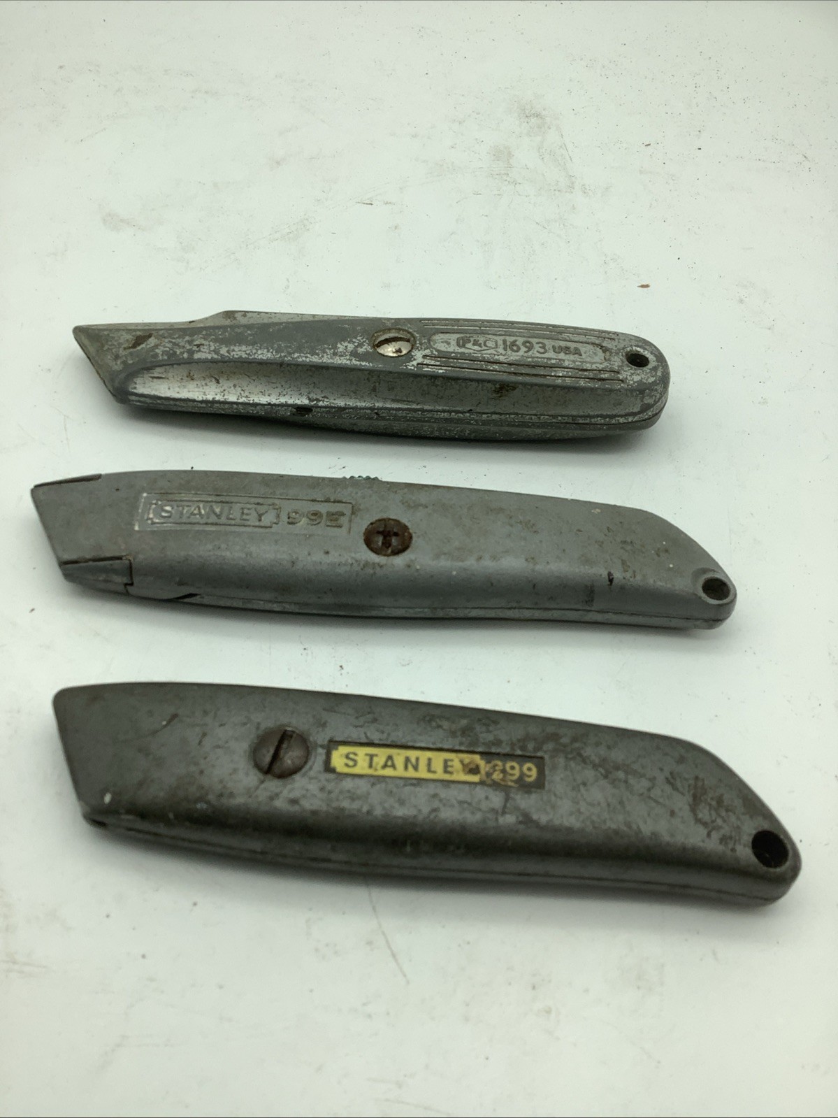 3 Vintage Stanley No. 299 – 99E Utility knives USA P & C 1693