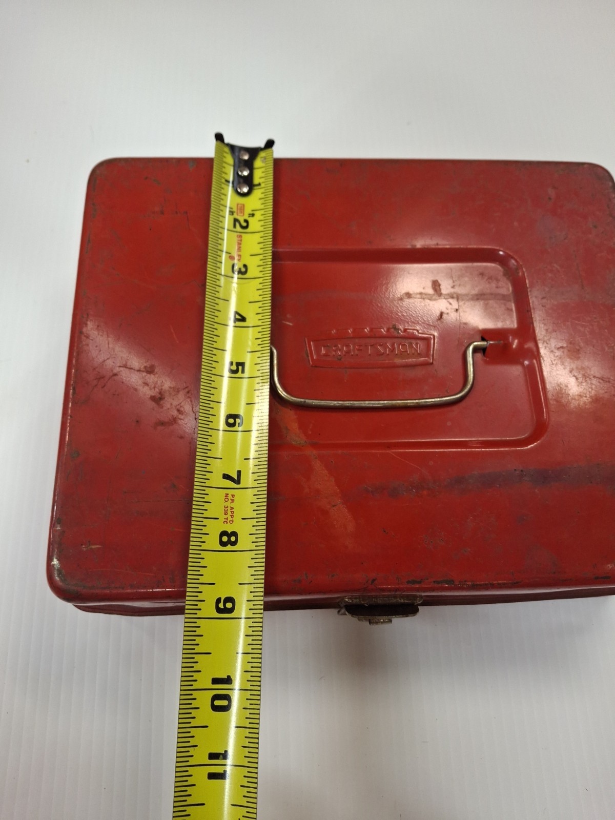 Vintage 60s Crown Craftsman Logo Steel Red Toolbox- 11″ x9″