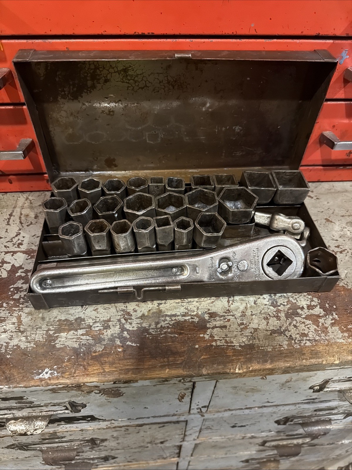 Antique – Frank Mossberg Ratchet/Socket Set No 350 – Made in USA