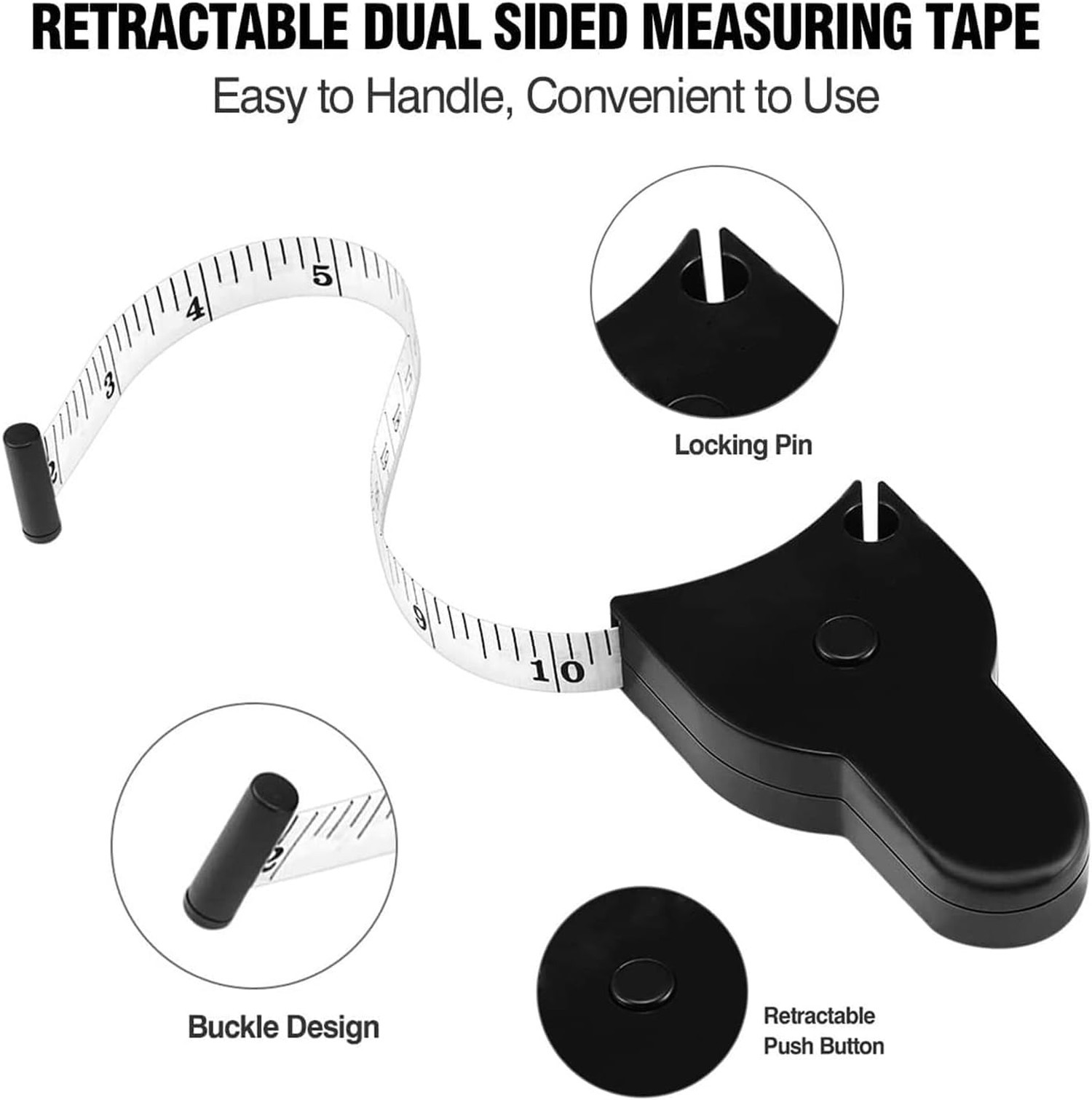 3PCS Body Measure Tape 60 inch (150cm), Automatic Telescopic Fat Measure for …