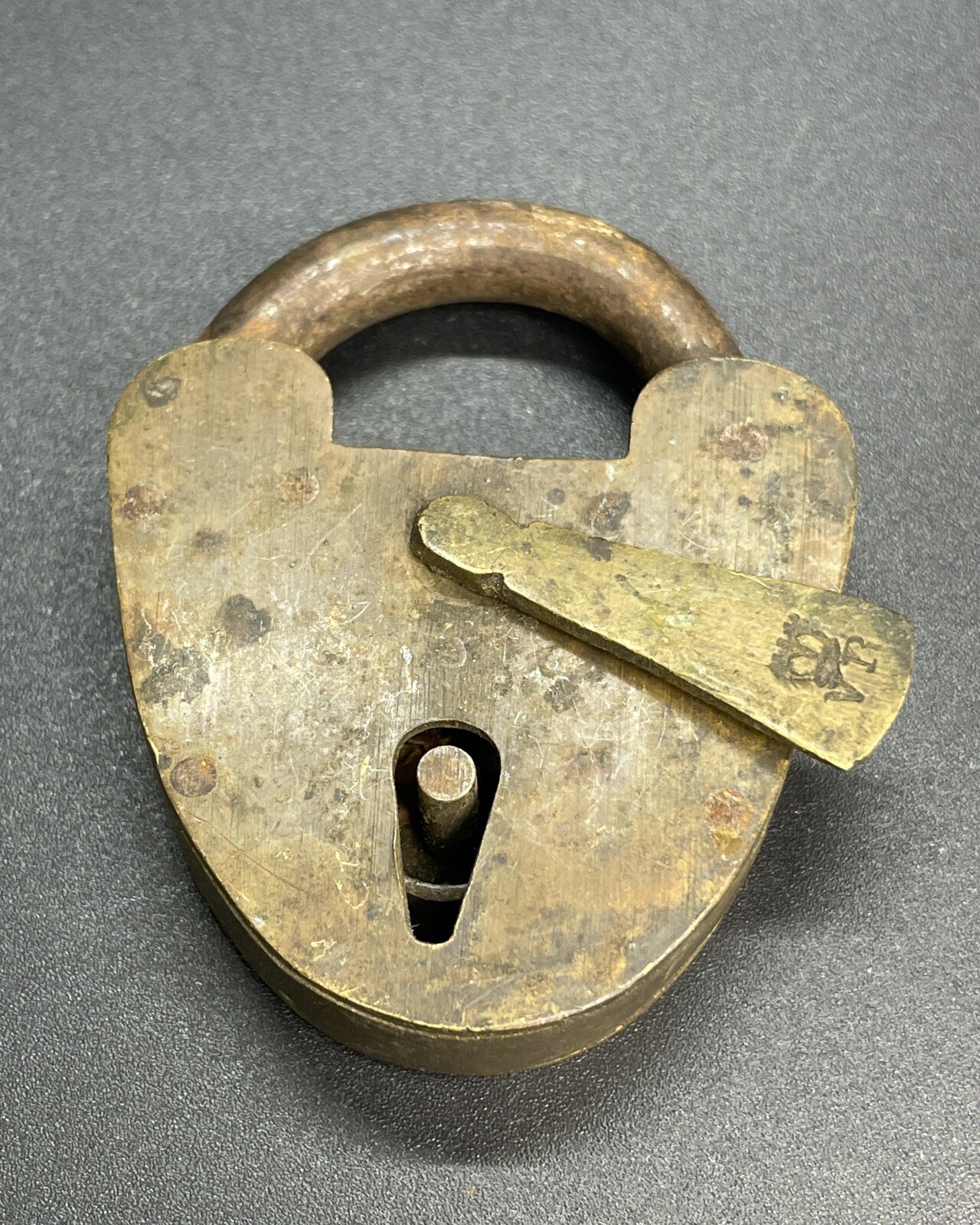 Vintage VR Crown Padlock Open Brass And Iron Lock No Key