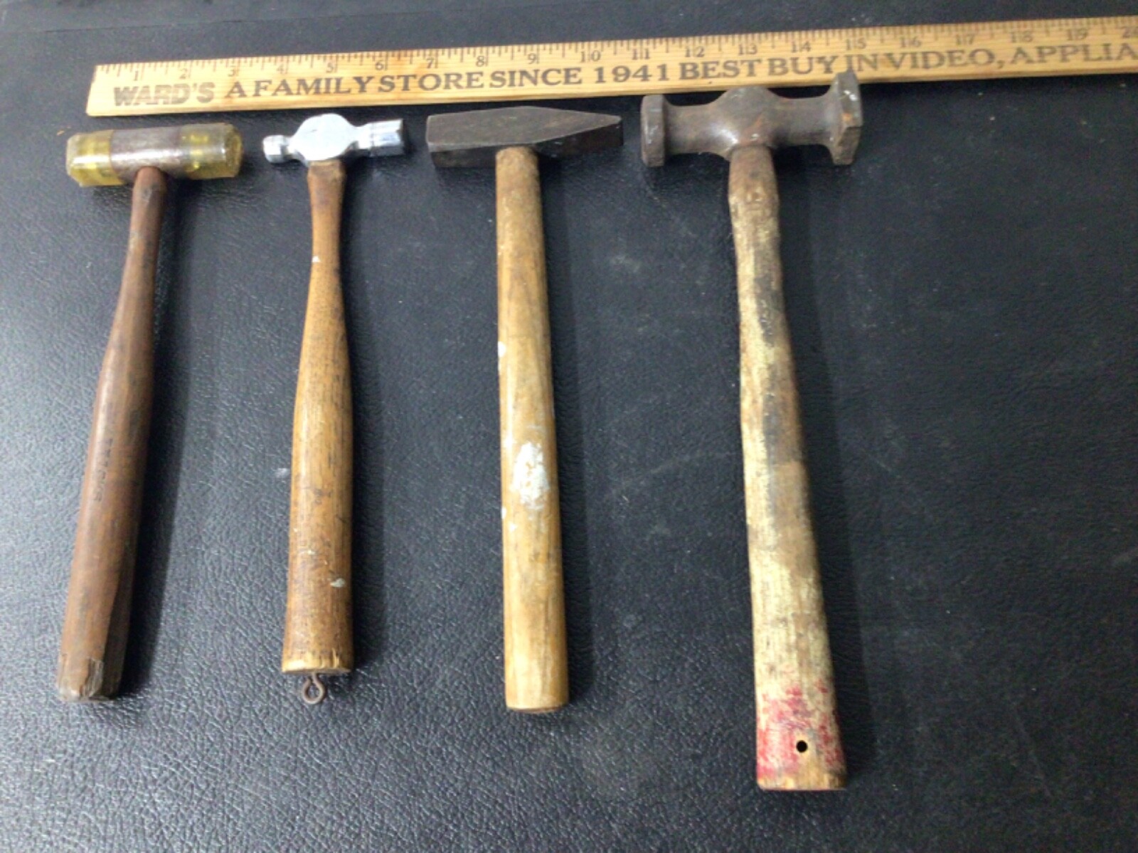 FOUR Vintage Auto Body Hammer Flat Round Head LOT