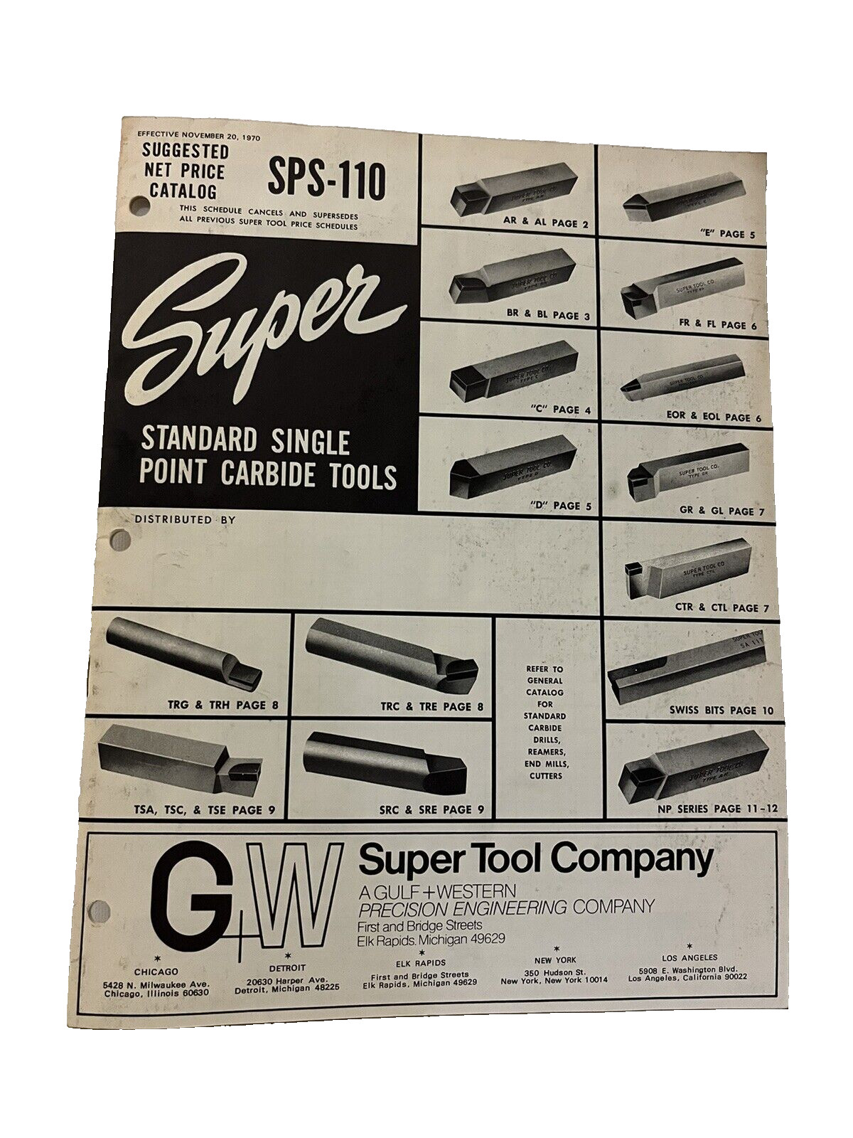 SUPER TOOL CO. 1970 SPS-110 SUGGESTED NET PRICE CATALOG JB104