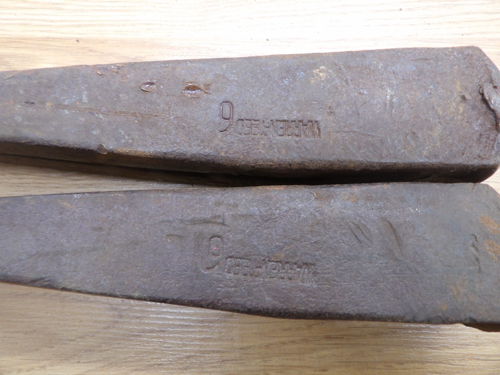 Lot Of 2 Vtg. Warren-Teed Steel Wood Splitting Wedge 6 lb Logging Tool Firewood