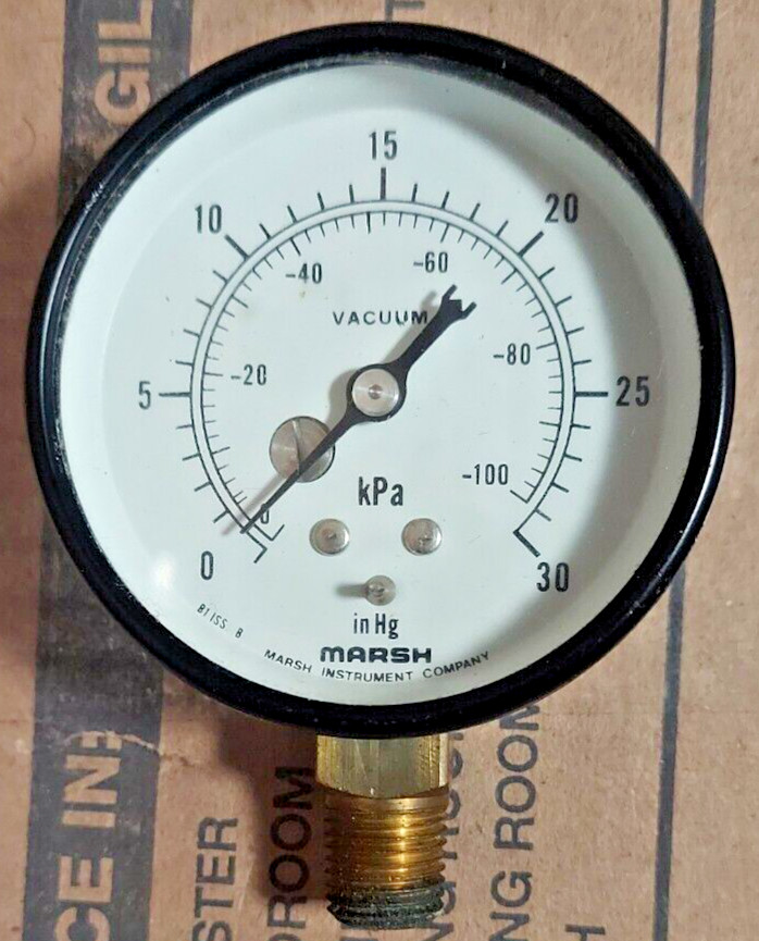 Vacuum Gauge pressure Marsh Instrument 30 psi