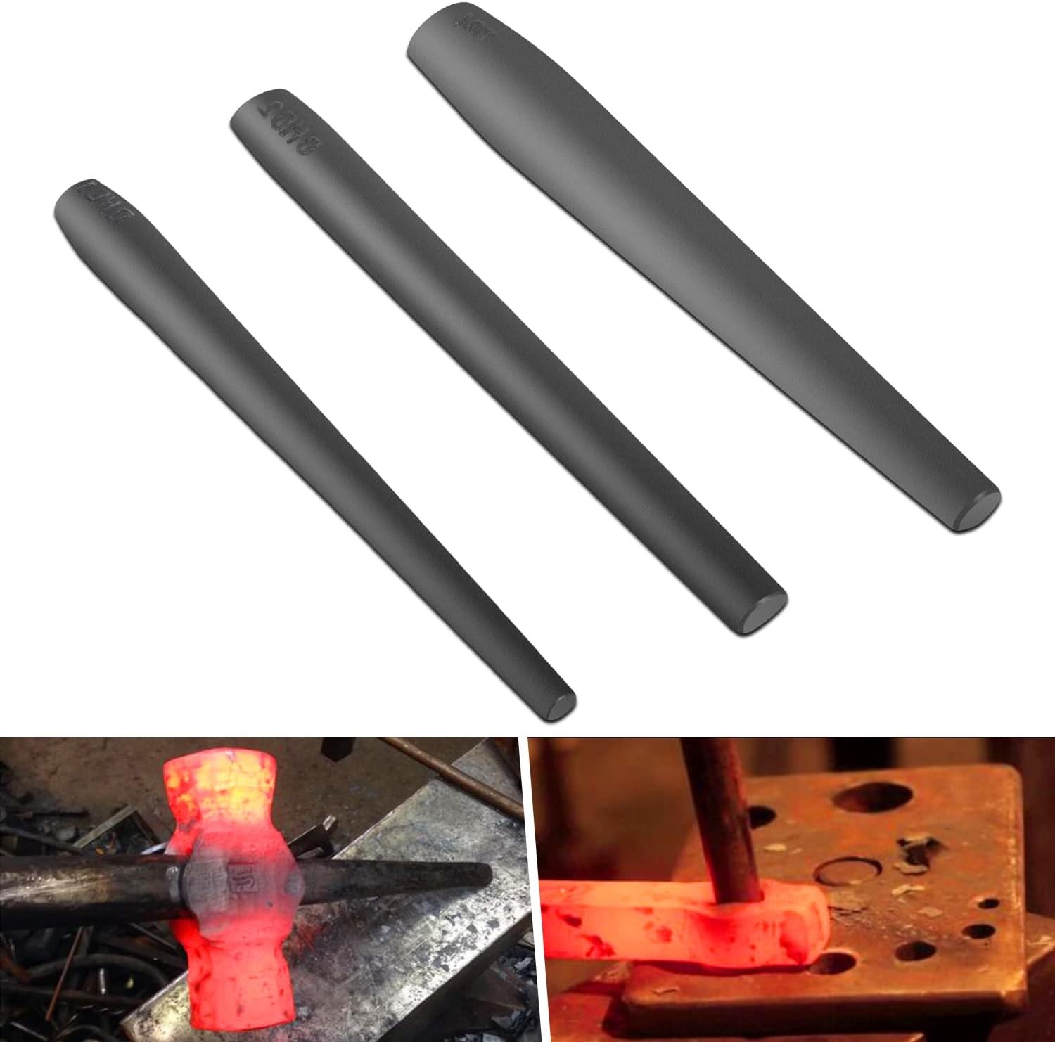 3PCS Blacksmith Drifts Kit Large Hammer Tomahawk Mouse Ax Drifts Tool Kit