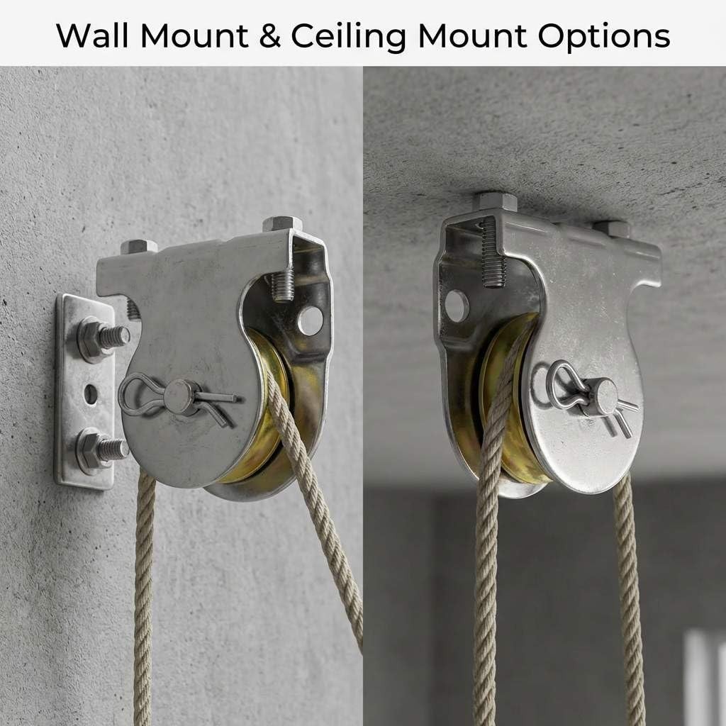 Wall Mount Pulleys, 6 Pcs 1-1/2″ Ceiling Mount Single Pulley V-Groove Pulley …
