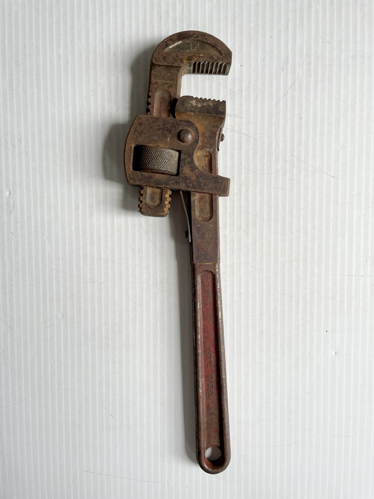 Vintage 14 inch STEEL Drop Forged Pipe Monkey Wrench, Made In USA