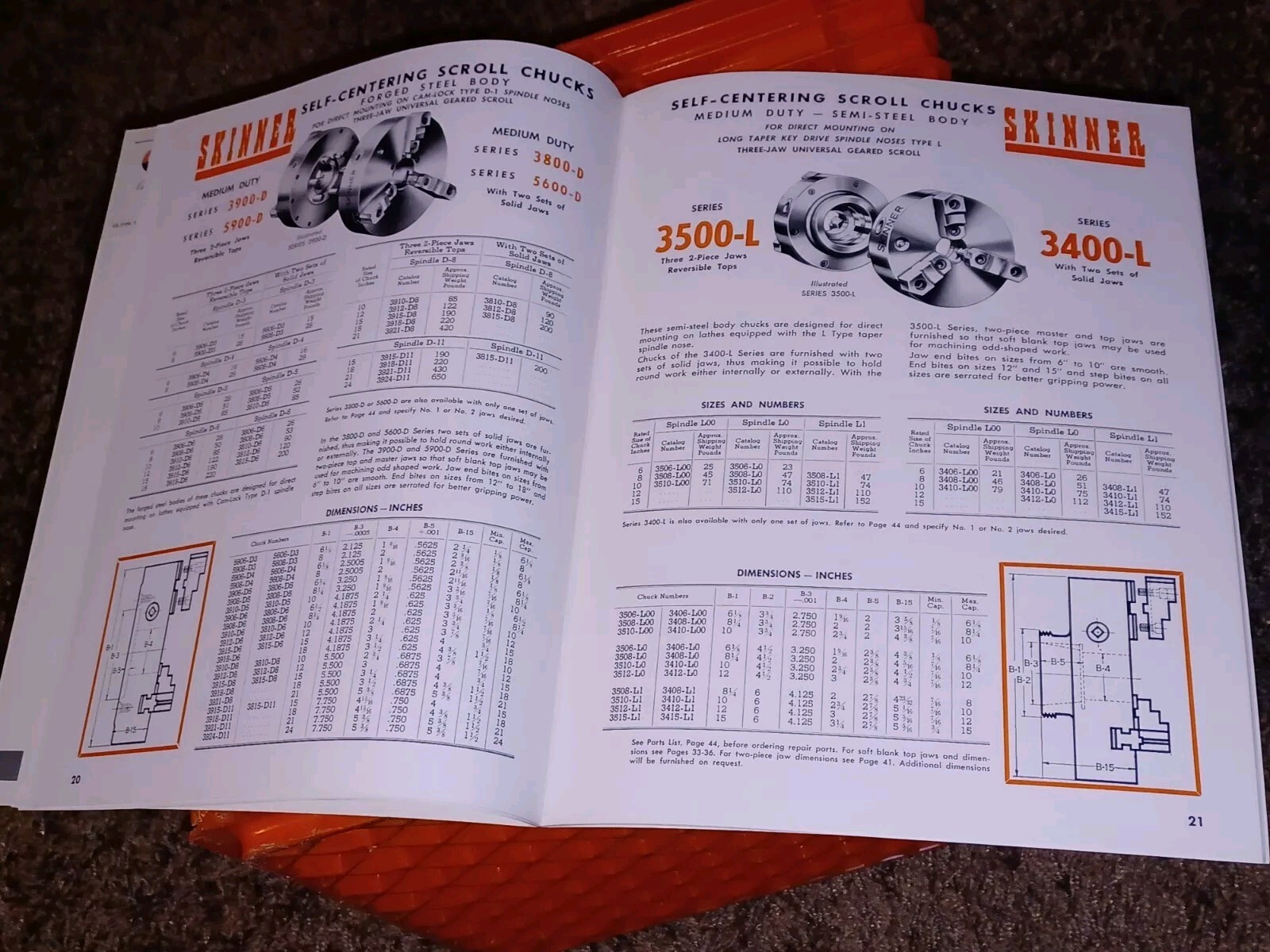 1964 SKINNER CHUCKS VISES COMPANY CATALOG #75 Hand Operated Soft Blank Top Jaws