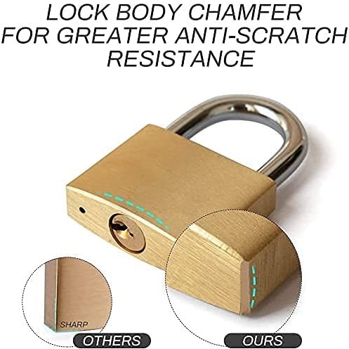 Solid Brass Lock and Key,Pad Lock with 1-9/16 in. (40 mm) Wide Body, 2-1/2 in…