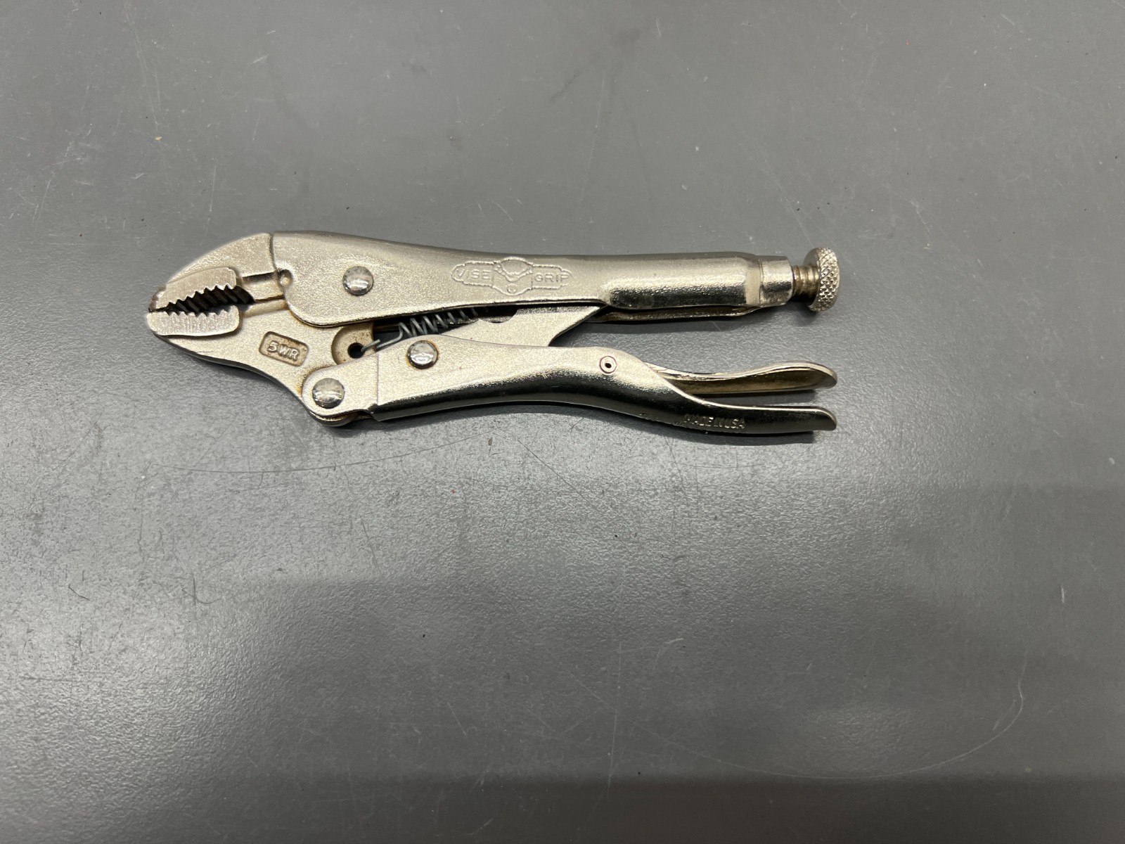 (X) VINTAGE PETERSEN DEWITT VISE GRIP 5WR CURVED JAW LOCKING PLIERS – EXC – USA