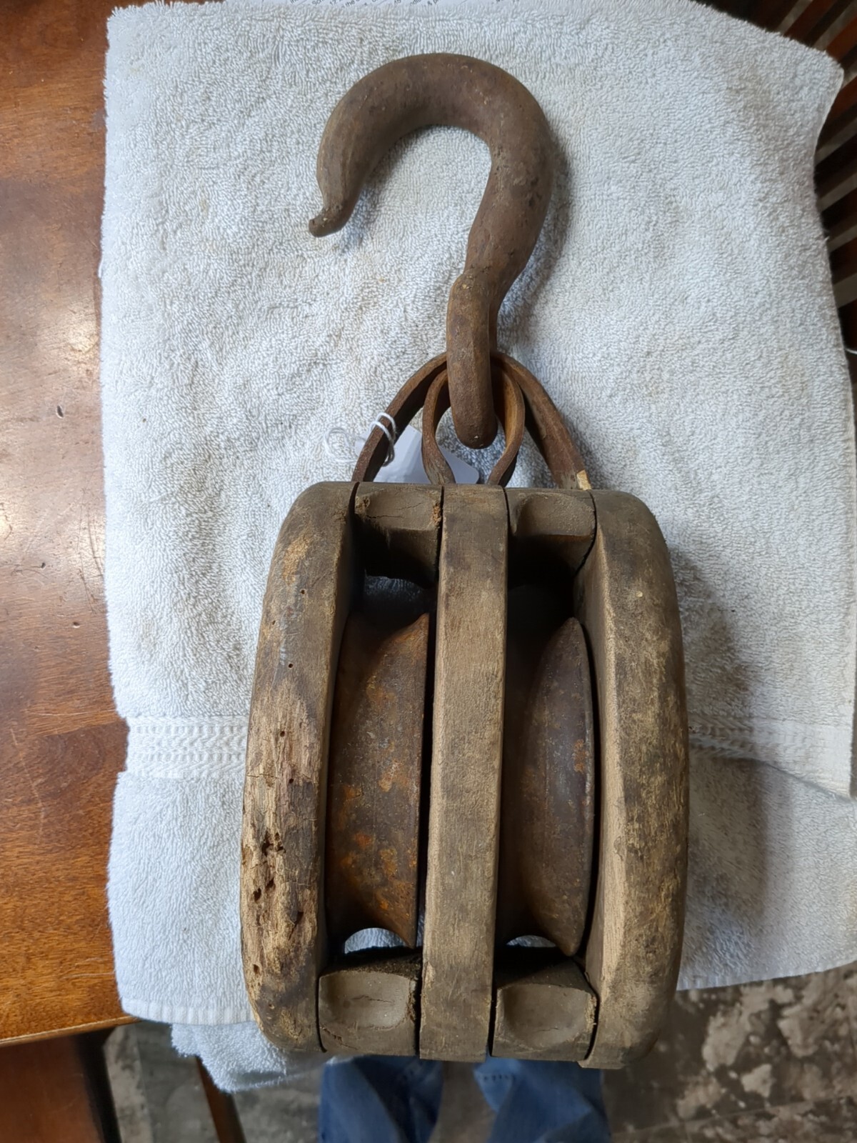 Antique W.H. McMillans Sons NY. Wood & Metal 2 Pulley Block And Tackle