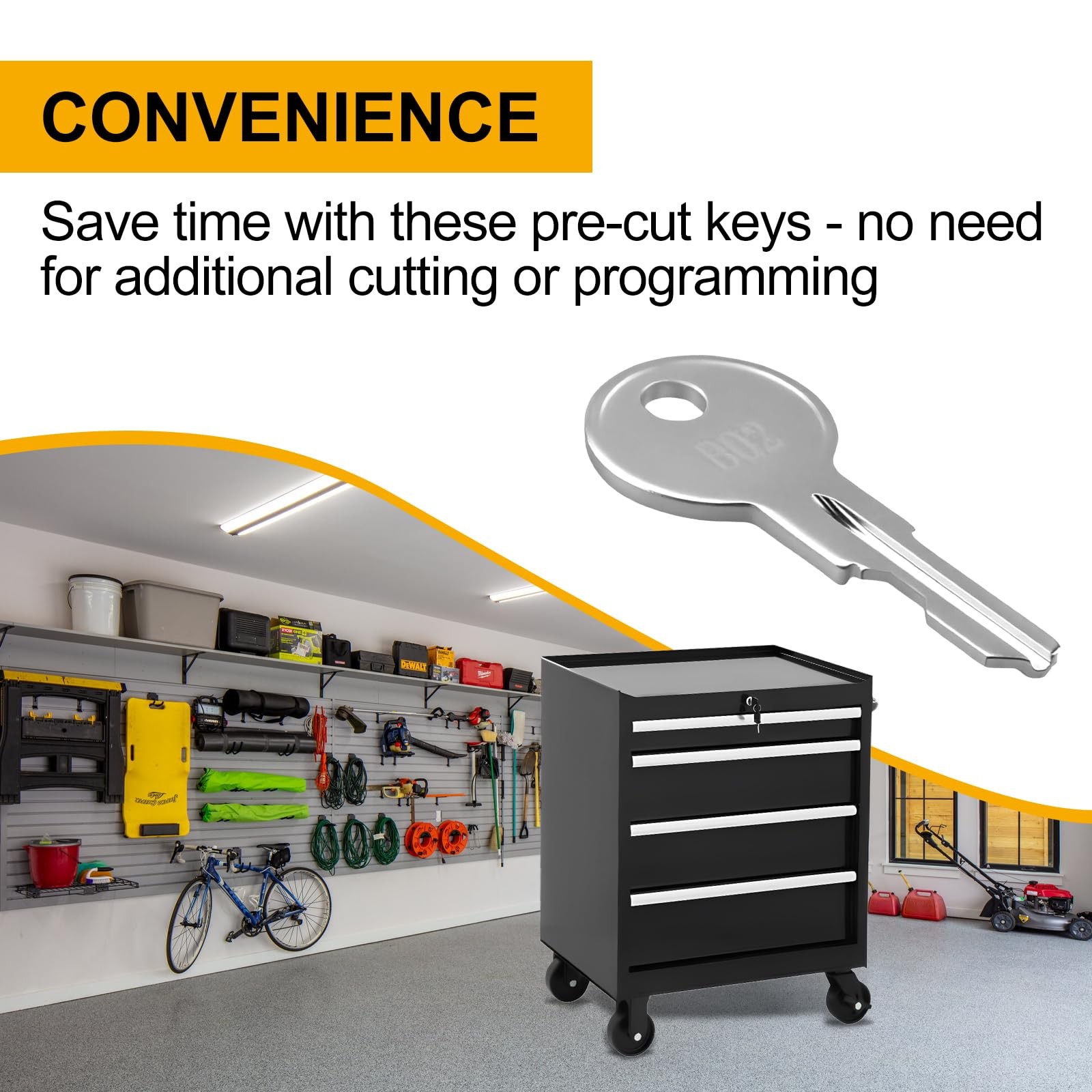 INTHVKIL B02 Replacement Keys for Husky Tool Box, 2 Pack, Pre-Cut Code Silver