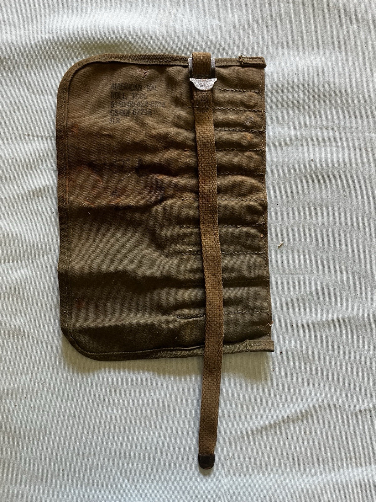 Vintage U.S. Military American KAL Tool Canvas Open End Wrench Roll w/ KAL USA