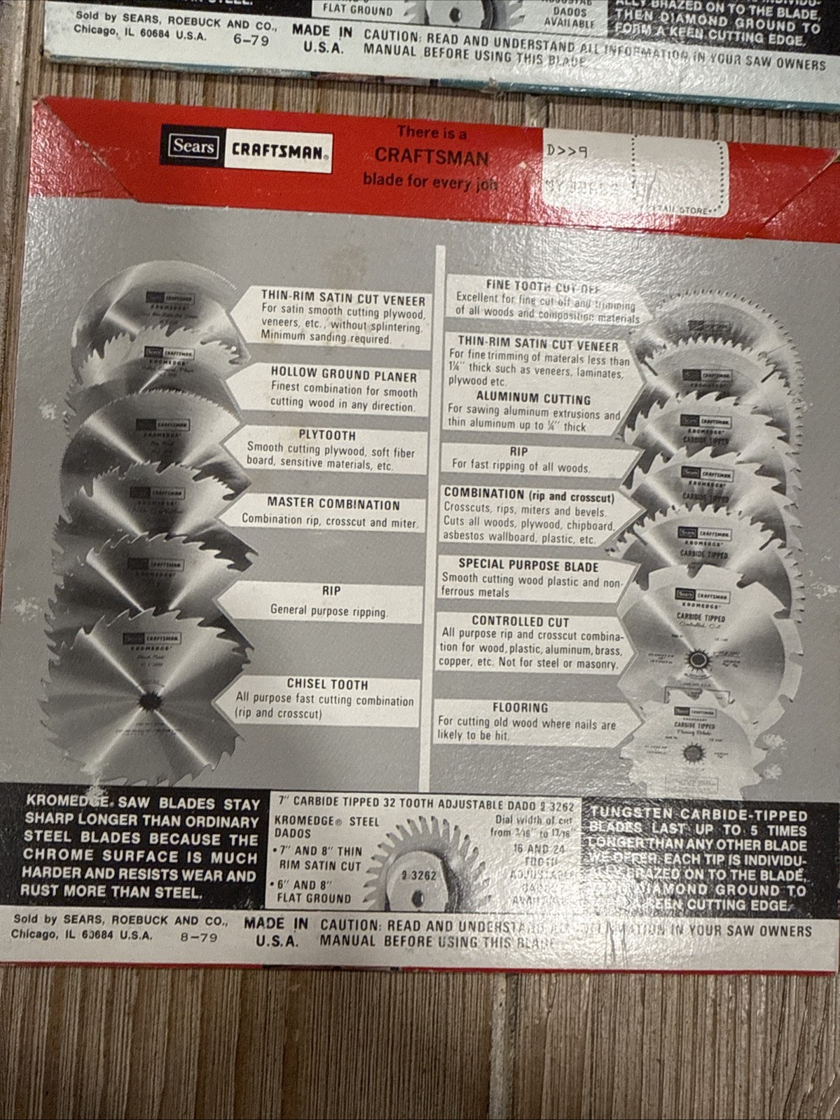 Lot of 3 Vintage Sears Craftsman Kromedge Circular Saw Blades 10 Inch Planer USA