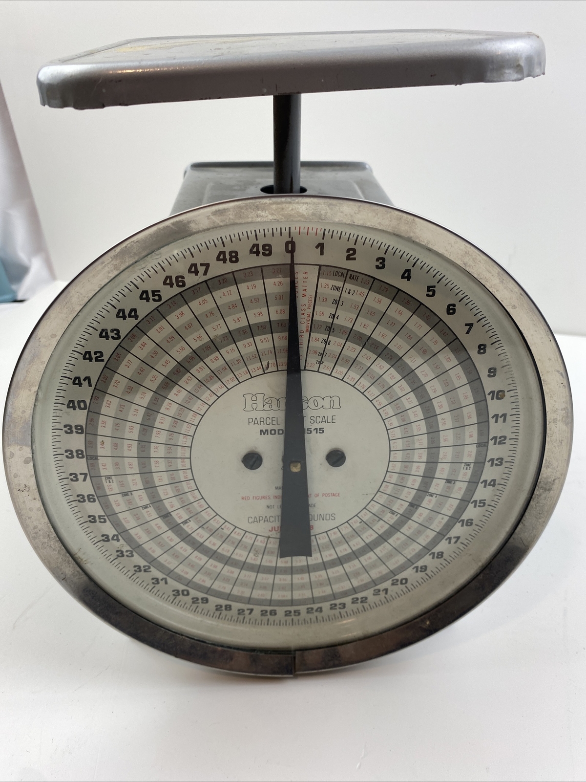 Hanson Model 1515 Postal Scale Up To 49lbs Red Figures Indicated Amount Vintage