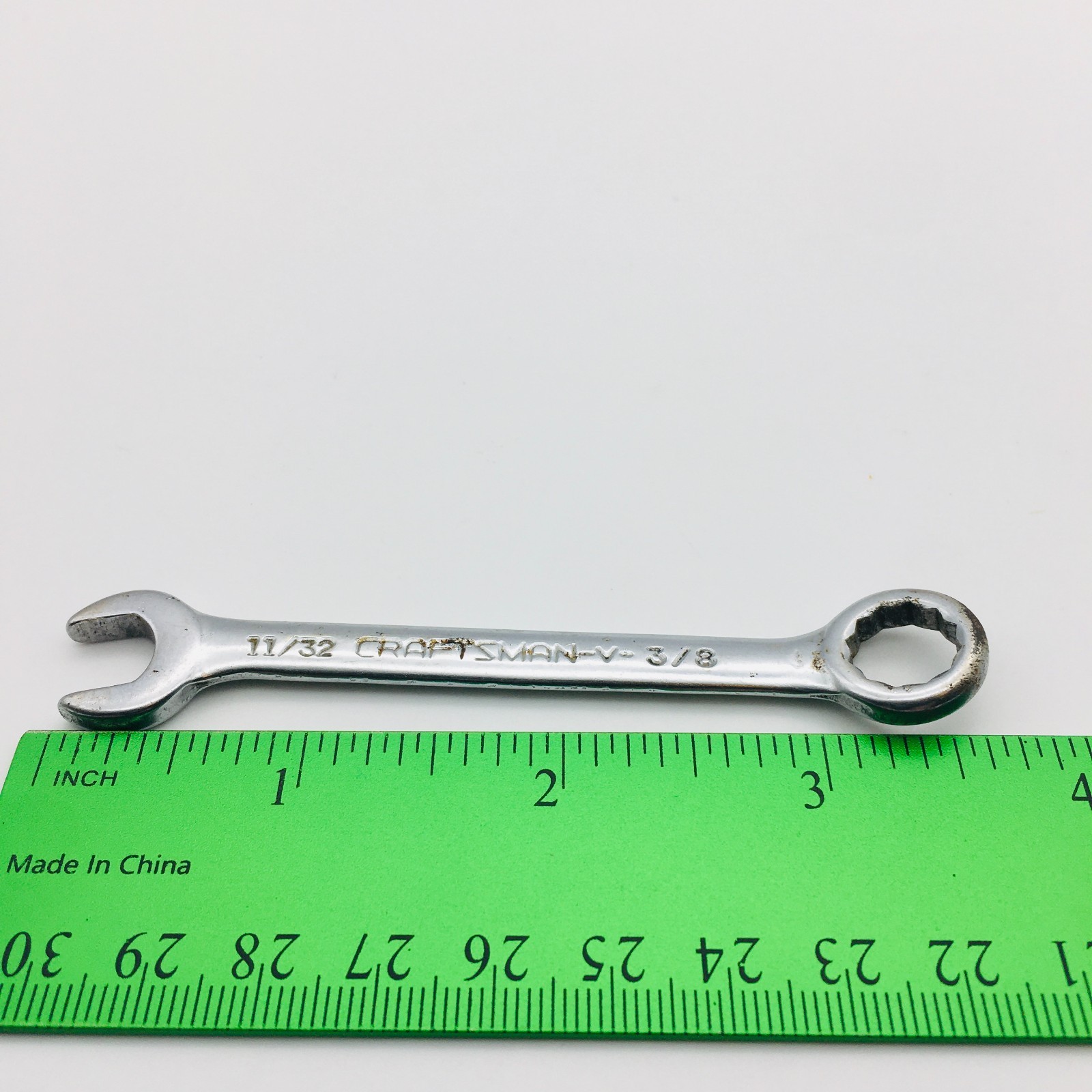 Craftsman -v- 11/32″ & 3/8″ 12 Point Combination Wrench USA 3.5″ Long