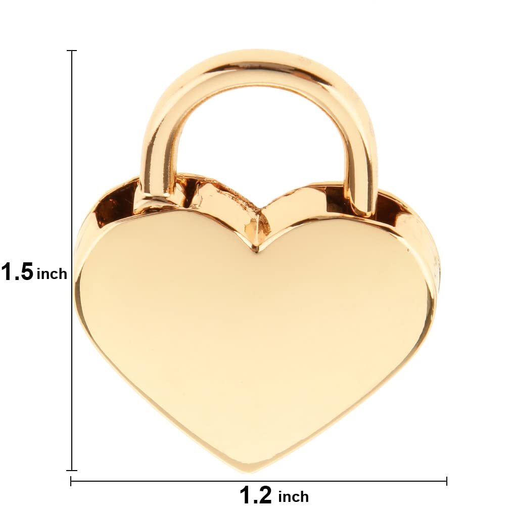 Warmtree Small Metal Heart Shaped Padlock Mini Lock with Key for Jewelry Box