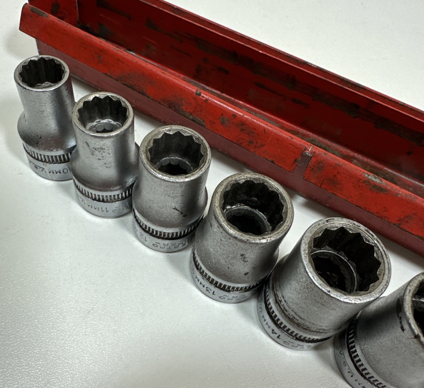 Vtg Indestro Super Metric 1/2 Drive Socket Set 13 Pc 10mm 22mm 12 Point COMPLETE
