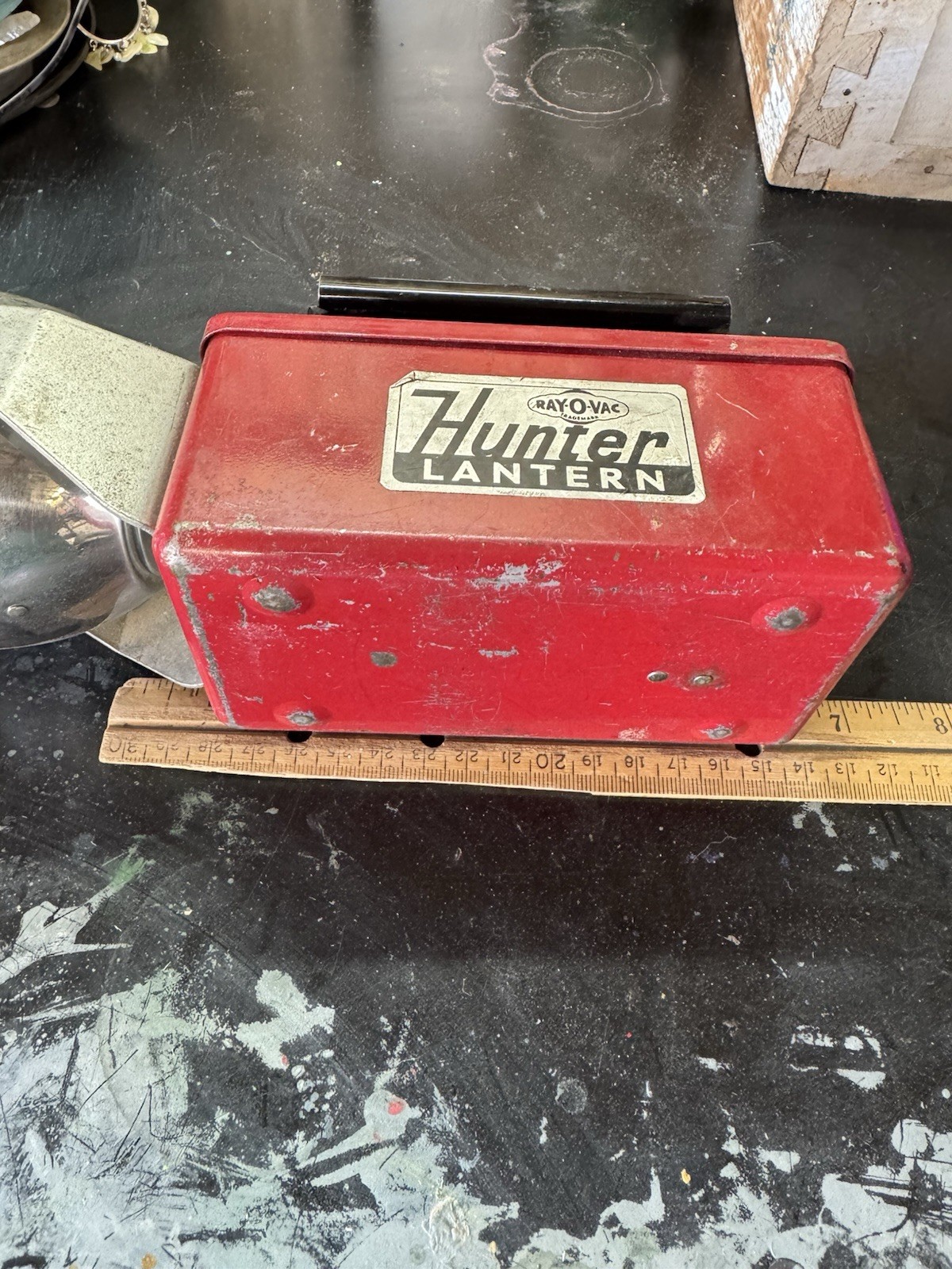 Vintage Ray-O-Vac Hunter Lantern Red Metal Spotlight Untested