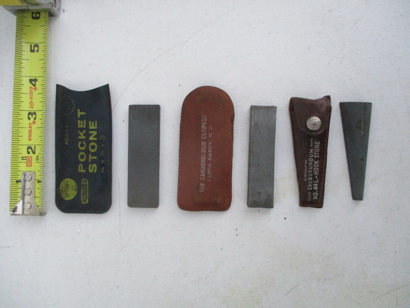 Sharpening Stone Trio, Carorundum 44L Hook Stone Sears Craftsman Pocket # 9 6441