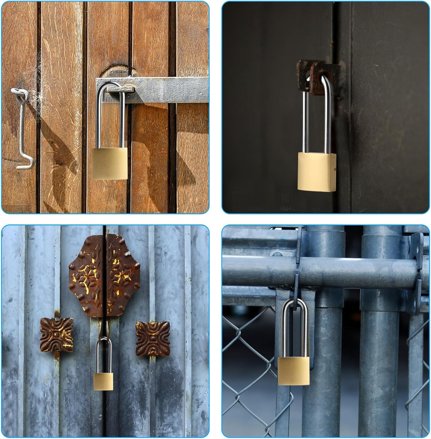 2 PCS Long Keyed Padlock Waterproof Solid Brass Lock, Padlock with Keys, 4.2 Inc