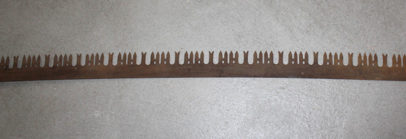 Vintage Two-Man Logging Saw – 6′ Long – Rare Perforated Lance Tooth Profile