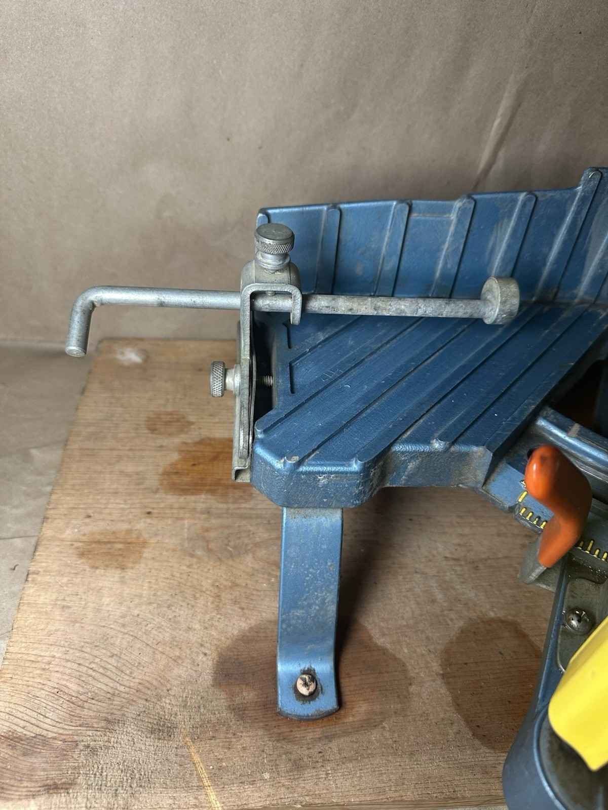 Vintage Cast Iron Miter Box Miter Box Blue Yellow Adjustable Angle Heavy Duty