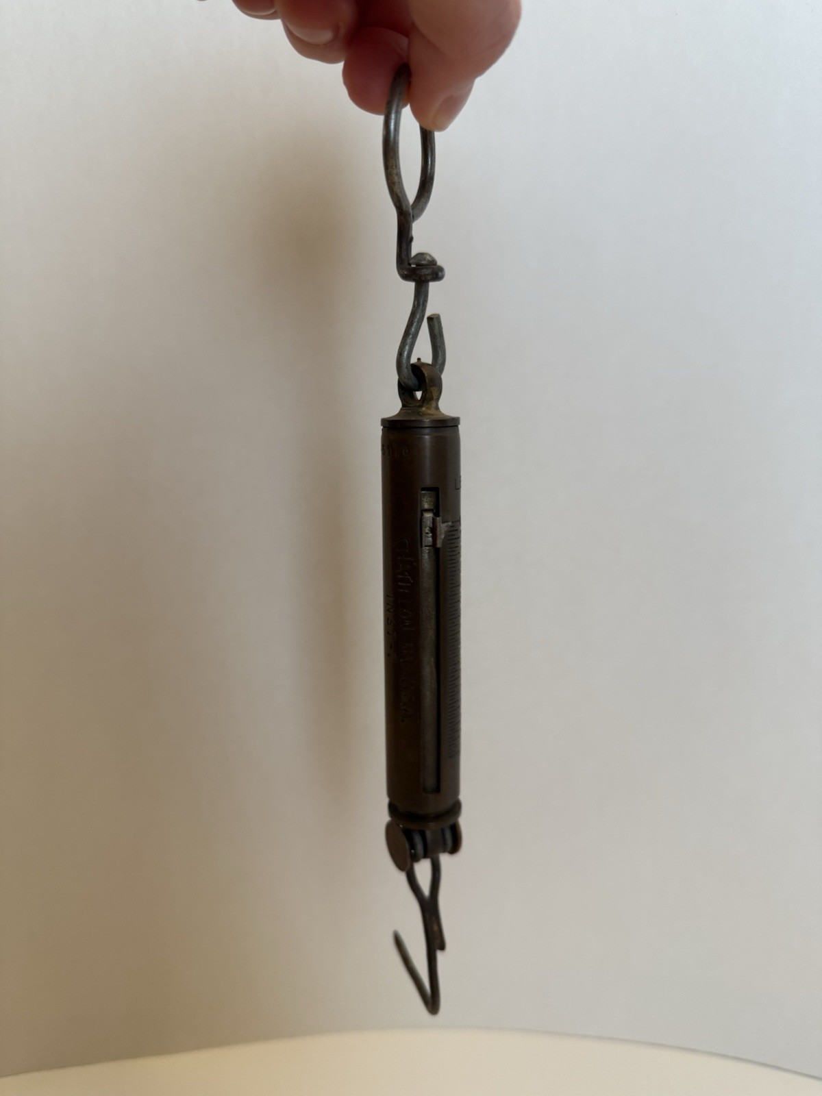 Vintage Chatillon NY USA 15 LB Hanging Brass Pocket Spring Scale – Model INST-T