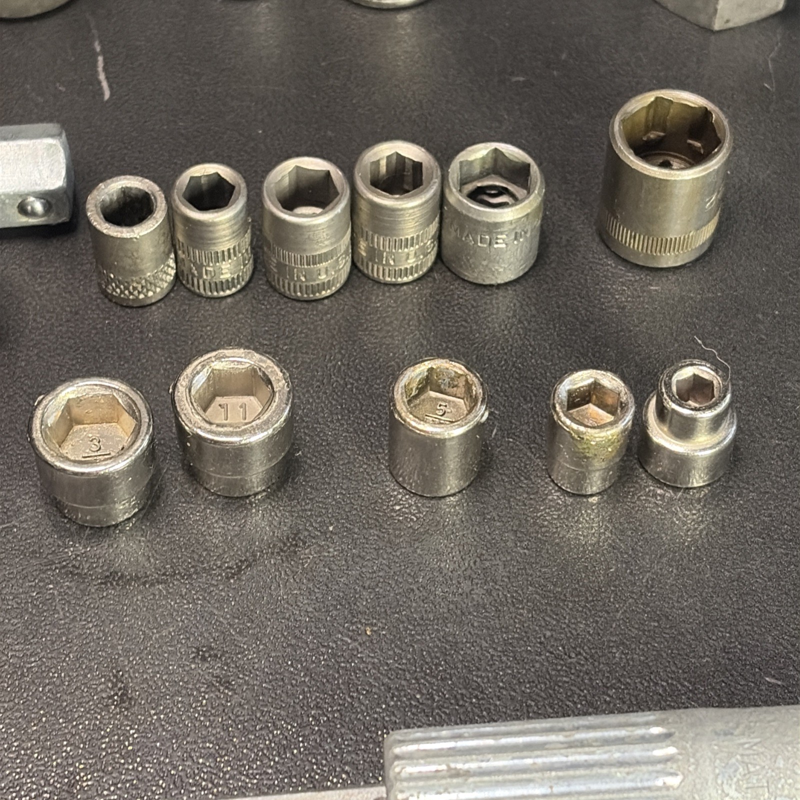 Lot Of 30 Vtg Assorted Hex Drive Sockets Wood Handle driver, Indestro, Ratchet