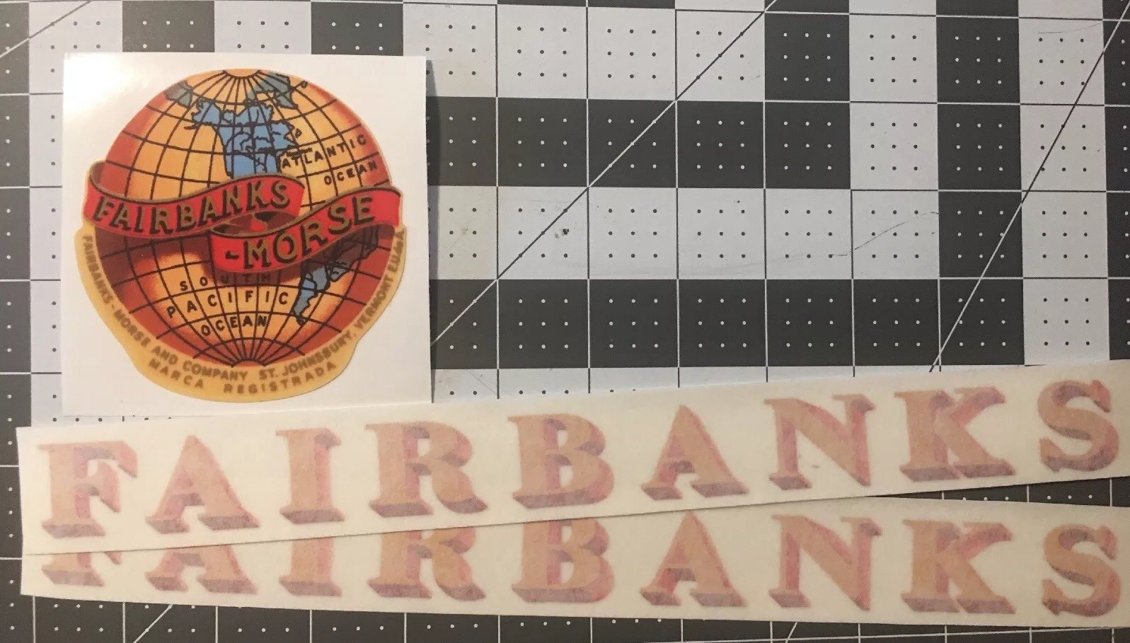 Fairbanks Morse Globe Scale Vintage Decal 12″ x 1” for feed grain scale set 3