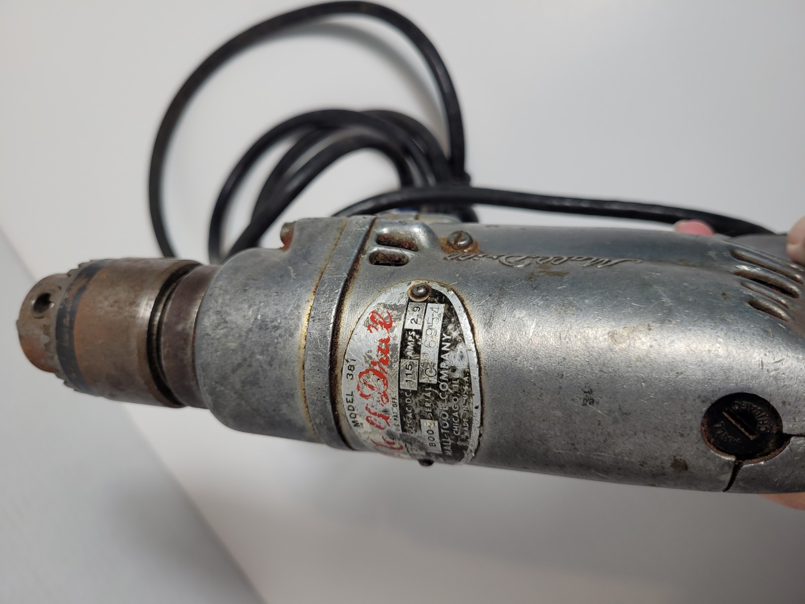 Vintage Mall Drill Model 381 3/8” w/ Chuck Key Vintage Tested