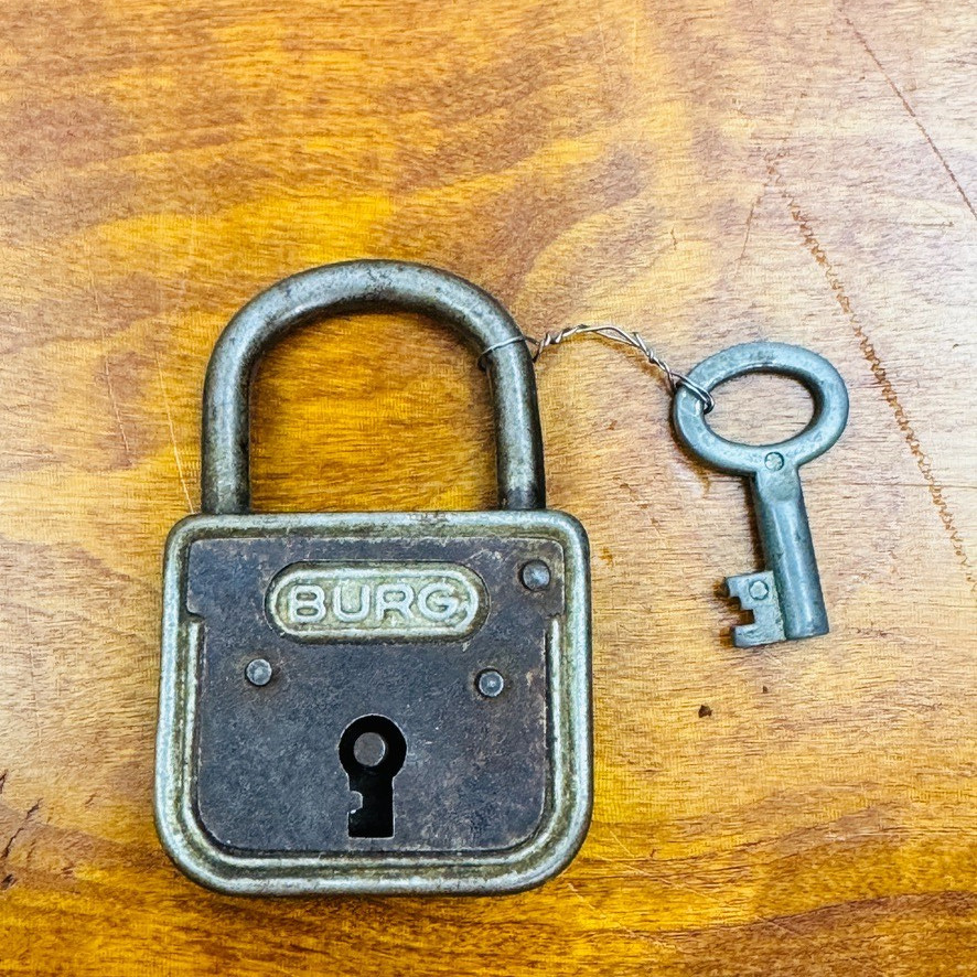 Antique Burg Padlock And Key Germany Works Perfectly