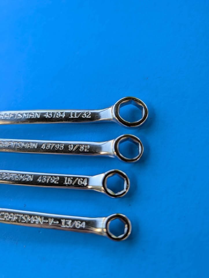 VINTAGE CRAFTSMAN 4 PIECE MIDGET BOX END WRENCH SET SAE 9-4379 W/ VINYL POUCH