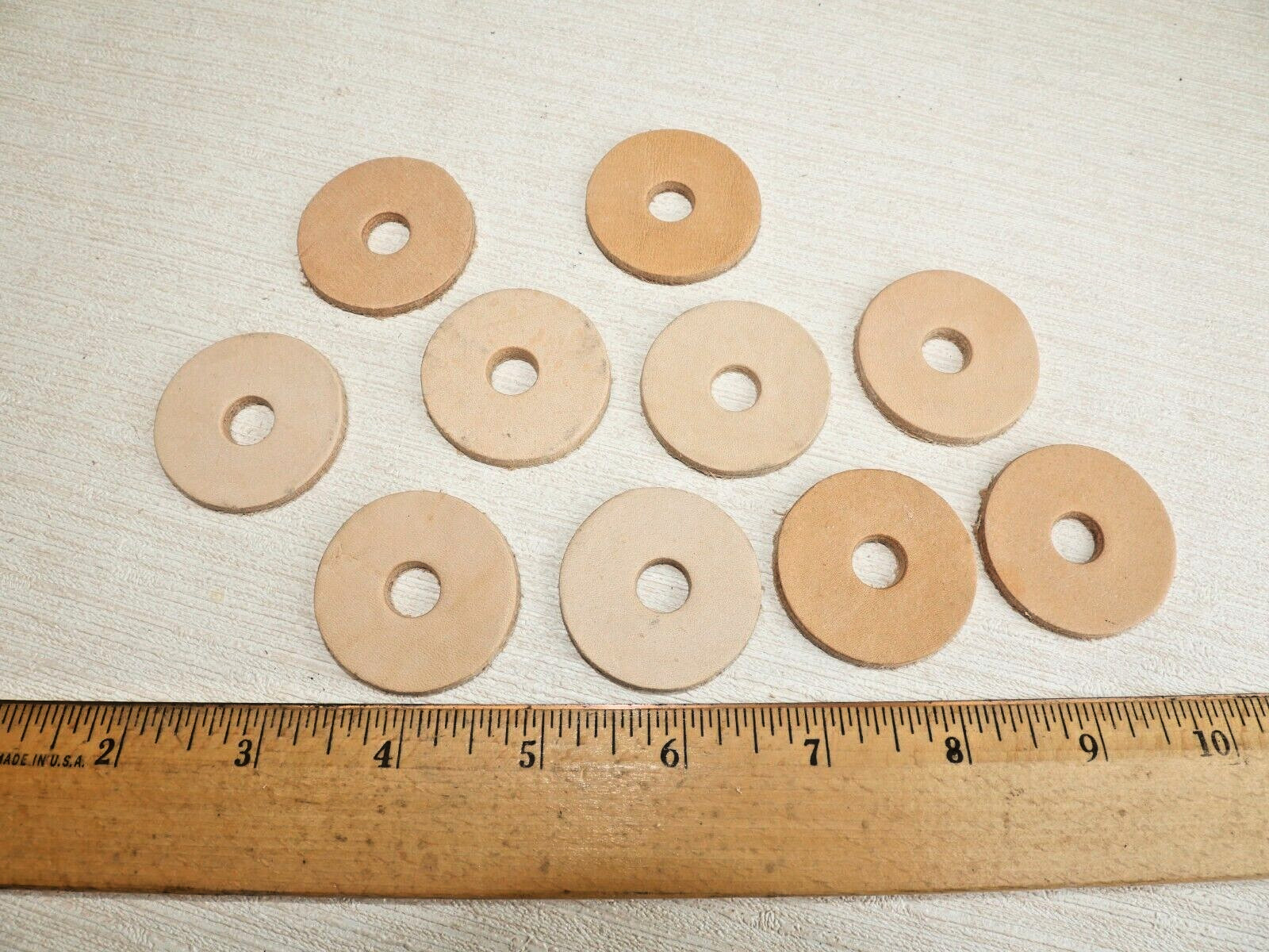 Lot of 10 Leather Washers Chisel Handle restoration 1½” x 3/8″ X 3/16″ thick