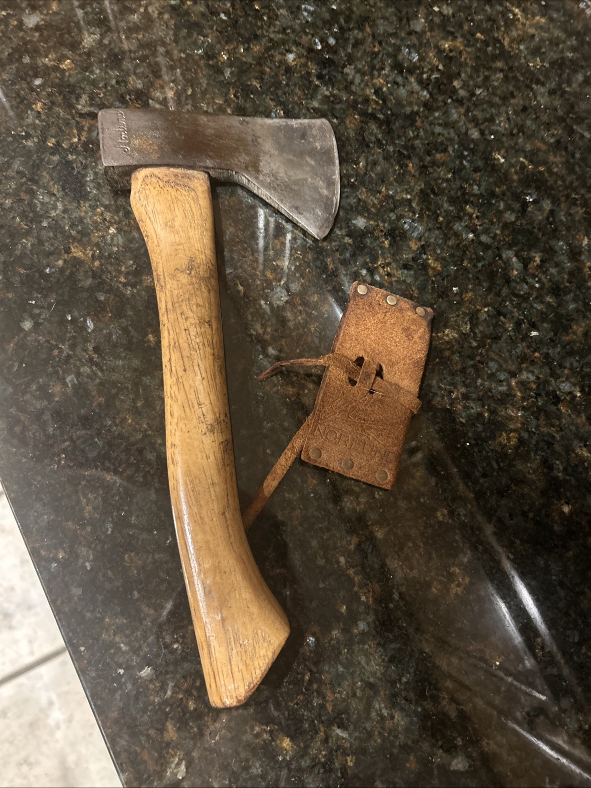 Vintage small Norlund hatchet camp camping axe tool With Original Sheath