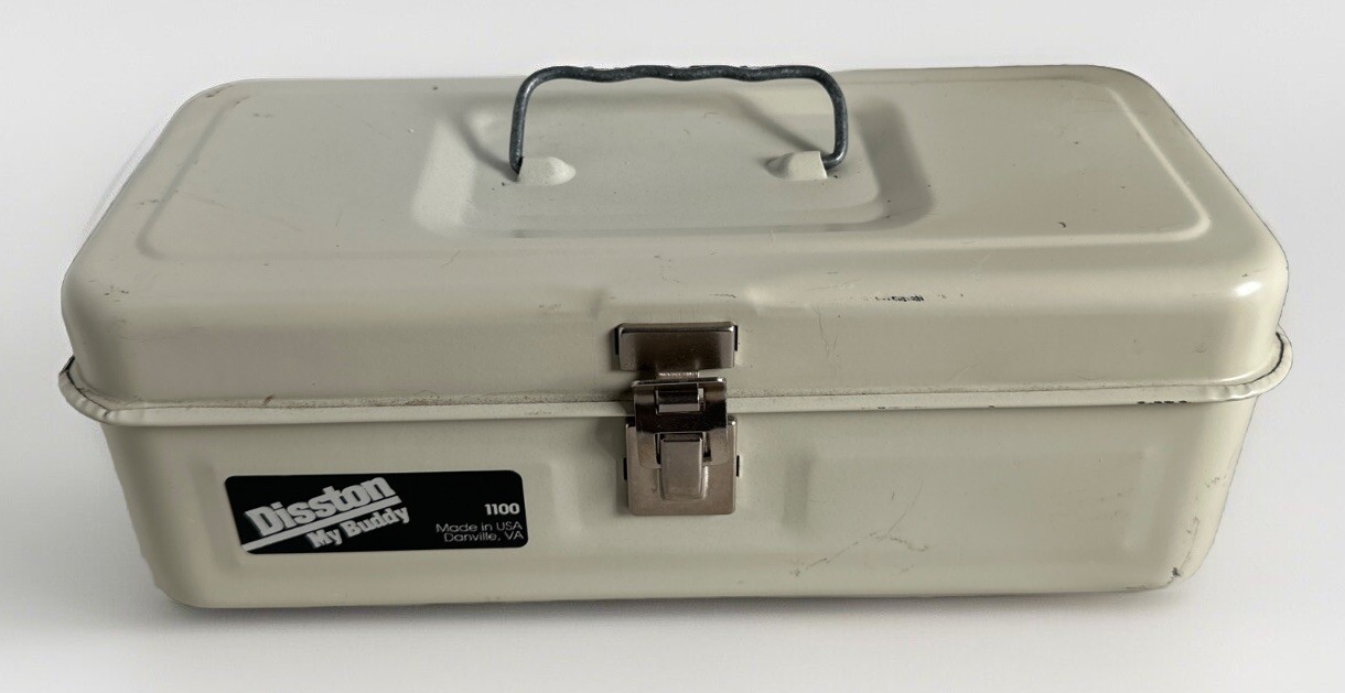VTG DISSTON 1100 MY BUDDY UTILITY /TOOL / TACKLE /ART BOX,TAN, MADE IN USA