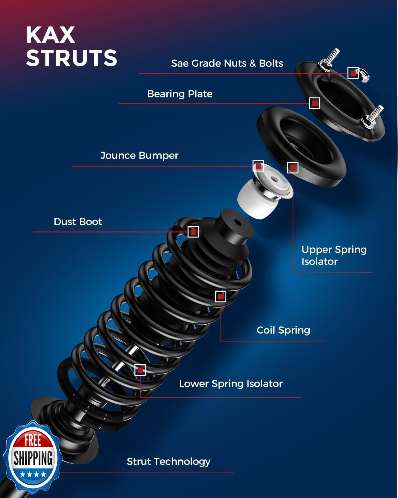 KAX Front Struts for Hyundai Elantra 2013 2011 2012 2014 2015 2016 L4 1.8L 2.